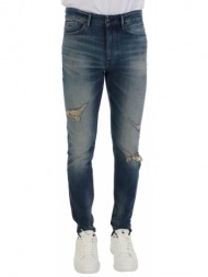 boss casual παντελονι jeans φθορες σκισιματα slim tapered delano-bc-c-splendid μπλε
