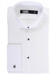 karl lagerfeld πουκαμισο σπαστος γιακας μανικετοκουμπο easy care λευκο