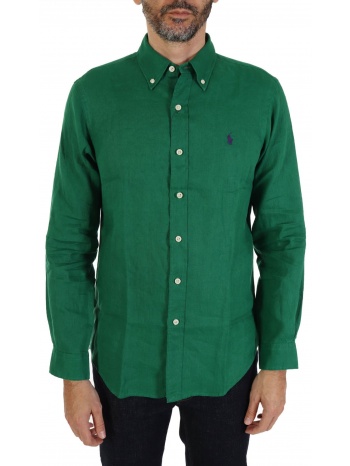 ralph lauren πουκαμισο λινο button down custom fit πρασινο σε προσφορά