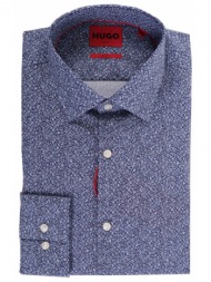 hugo πουκαμισο μικροσχεδιο slim fit easy iron kenno μπλε