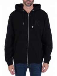 karl lagerfeld φουτερ full zip hoodie logo μαυρο