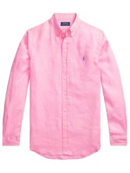ralph lauren πουκαμισο λινο button down custom fit ροζ