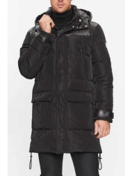 karl lagerfeld μπουφαν φουσκωτο αποσπωμενη κουκουλα logo μαυρο