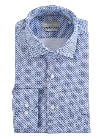 michael kors πουκαμισο μικροσχεδιο slim fit μπλε-λευκο σε προσφορά