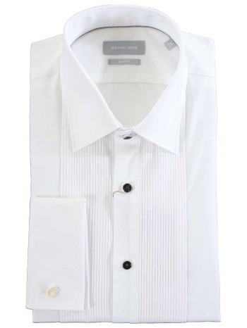 michael kors πουκαμισο μανικετοκουμπο pleated slim fit λευκο