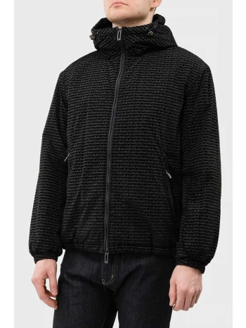 emporio armani μπουφαν jacket hoodie all over logo μαυρο