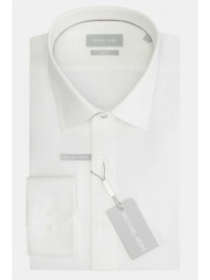 michael kors πουκαμισο μικροσχεδιο slim fit easy care stretch λευκο