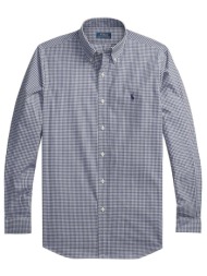 ralph lauren πουκαμισο καρω button down custom fit μπλε-λευκο