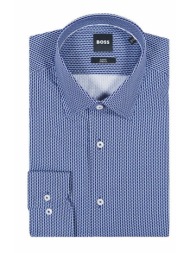 boss πουκαμισο slim fit stretch μικροσχεδιο h-hank-kent-c1-214 μπλε