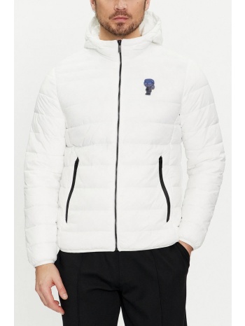 karl lagerfeld μπουφαν φουσκωτο hoodie logo λευκο