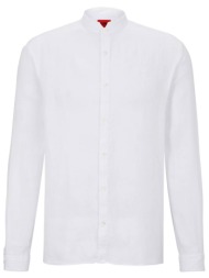 hugo πουκαμισο μαο λινο slim fit elvory λευκο