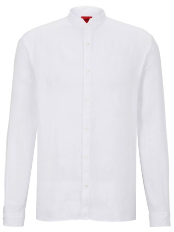 hugo πουκαμισο μαο λινο slim fit elvory λευκο