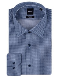 boss πουκαμισο regular fit stretch μικροσχεδιο h-joe-kent-c1-214 μπλε