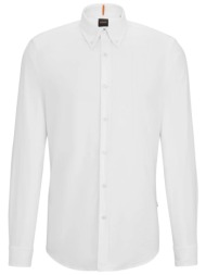 boss casual πουκαμισο button down regular fit rickert λευκο