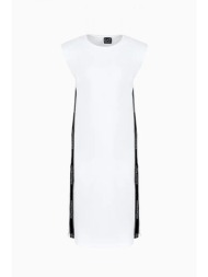 armani 7 φορεμα midi βατες logo σκισκιμο πλαι λευκο