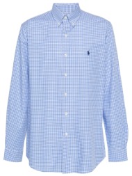 ralph lauren πουκαμισο καρω button down custom fit σιελ-λευκο