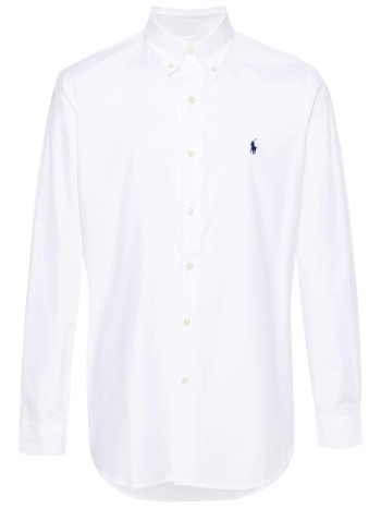 ralph lauren πουκαμισο button down custom fit stretch λευκο