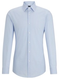 boss πουκαμισο ριγε slim fit easy iron h-hank-kent-c1-214 σιελ-λευκο