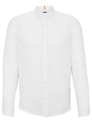 boss casual πουκαμισο λινο μαο race_1 λευκο