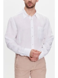 boss casual πουκαμισο λινο regular fit relegant 6 λευκο