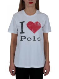 ralph lauren t-shirt i love polo λευκο