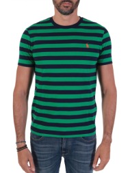 ralph lauren t-shirt ριγε custom slim fit μπλε-πρασινο