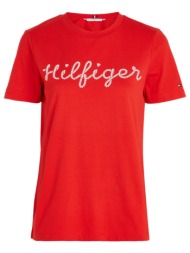 tommy hilfiger t-shirt woman c-neck rope puff print logo κοκκινο