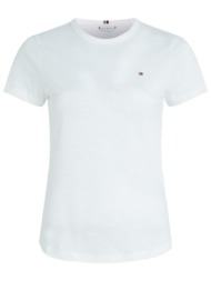 tommy hilfiger t-shirt woman c-neck slim slub logo λευκο