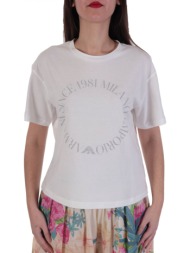 emporio armani t-shirt woman jersey circle logo λευκο