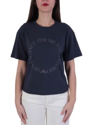 emporio armani t-shirt woman jersey circle logo μπλε