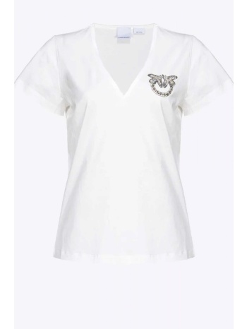 pinko turbato t-shirt scollo v-neck logo λευκο