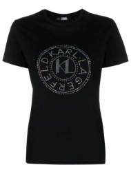 karl lagerfeld t-shirt logo στρας μαυρο