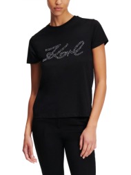 karl lagerfeld t-shirt rhinestone logo μαυρο