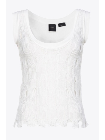 pinko top rambo πλεκτο v-neck διατρητο λευκο σε προσφορά
