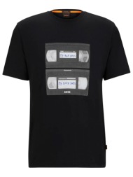 boss casual t-shirt jersey teretroleo relaxed fit μαυρο