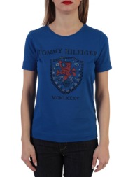 tommy hilfiger t-shirt kristal logo στρας μπλε