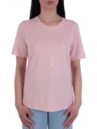 trussardi t-shirt embroidery logo cotton jersey 301 ροζ