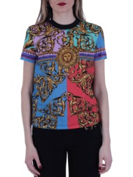 versace jeans couture t-shirt placed panel garland multicolor μαυρο