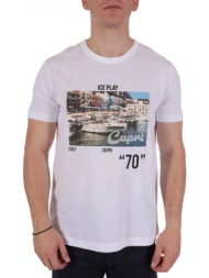 ice play t-shirt logo capri `70` λευκο