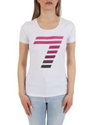 emporio armani 7 t-shirt woman jersey 7 παγιετα λευκο