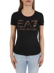 emporio armani 7 t-shirt woman jersey logo σταμπα μαυρο