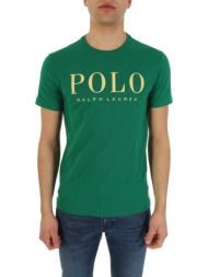 ralph lauren t- shirt custom slim fit logo πρασινο