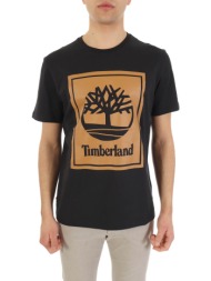 timberland t-shirt crew neck regular fit stack logo tee μαυρο