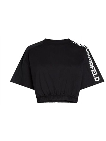 karl lagerfeld t-shirt croped nylon mix λαστιχο μεση μαυρο σε προσφορά