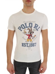 ralph lauren t- shirt logo bunny υπολευκο