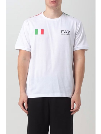armani 7 t-shirt logo italia flag λευκο-πρασινο