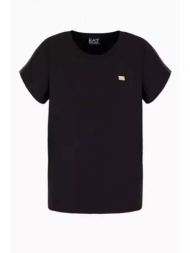 armani 7 t-shirt λαιμοκοψη μεταλλικη λεπτομερεια logo μαυρο