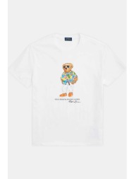 ralph lauren t-shirt logo bear classic fit λευκο