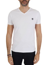timberland t-shirt v neck dun-river slim fit λευκο