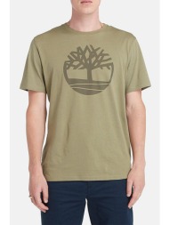 timberland t-shirt brand tree regular fit χακι